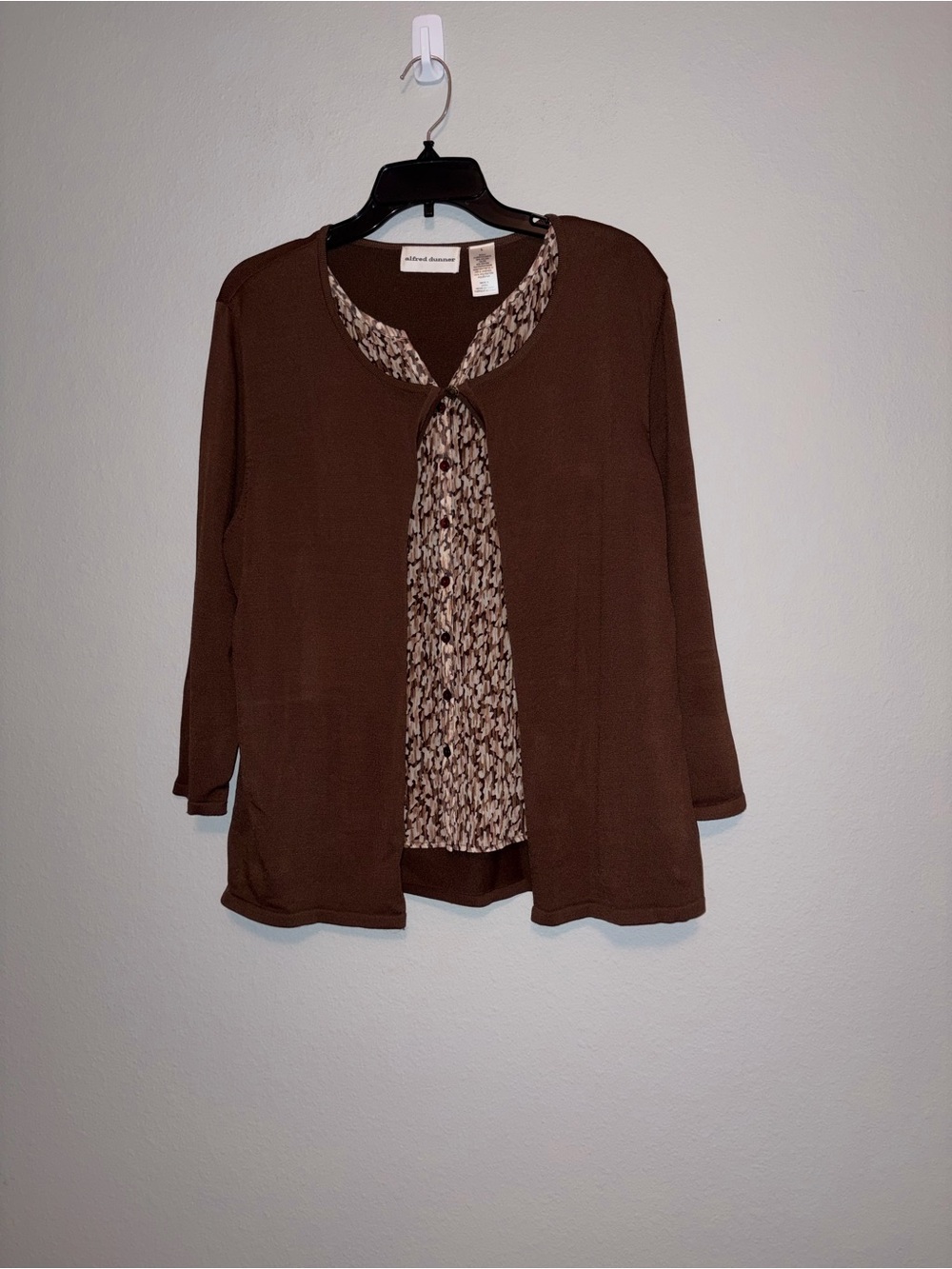 Alfred Dunner One Piece Layered Look with 3/4 Sleeves Size L